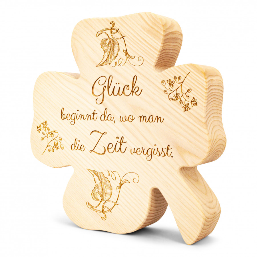 Zirbenkleeblatt Glück beginnt da... Zirbendeko Holzdeko - Lasergravur - Holzgravur - Geschenk