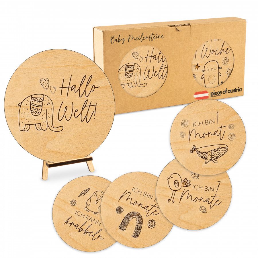 Meilensteine Baby Geschenkideen Holzdeko - Lasergravur - Holzgravur - Geschenk