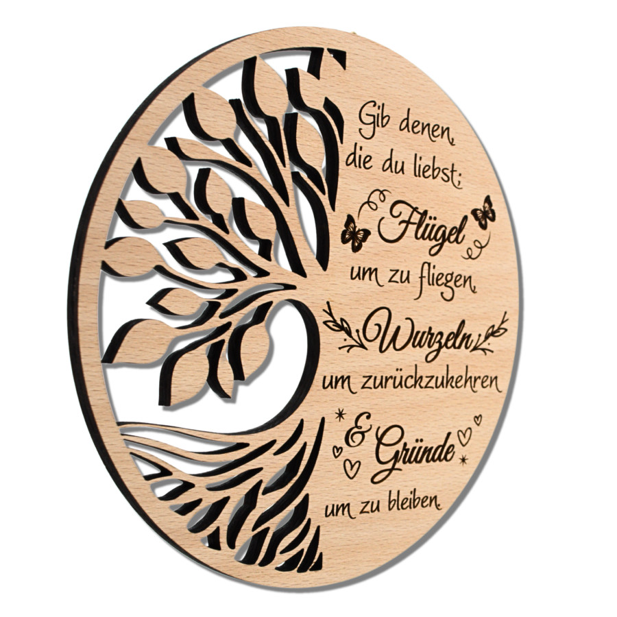 Baum Buche Gib denen... Wohnen Holzdeko - Lasergravur - Holzgravur - Geschenk
