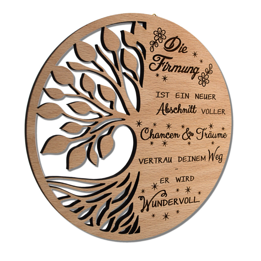 Geldbaum Firmung Wohnen Holzdeko - Lasergravur - Holzgravur - Geschenk