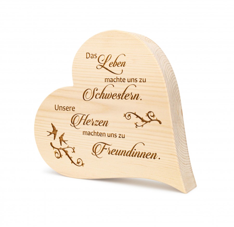 Zirbenherz Schwester 25cm Zirbenherzen Holzdeko - Lasergravur - Holzgravur - Geschenk
