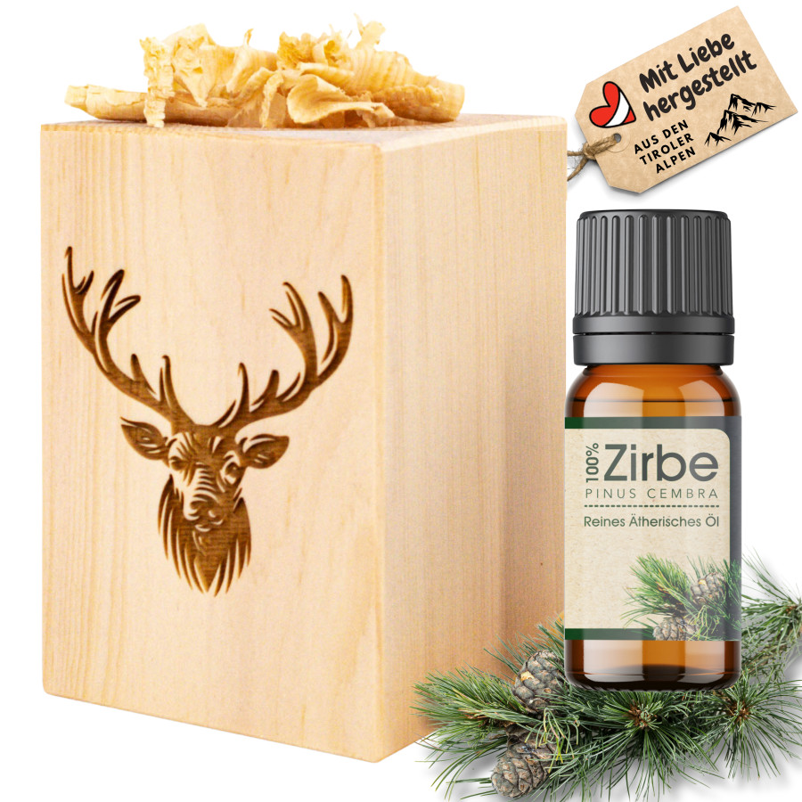 Duftset Hirsch Zirbendüfte Holzdeko - Lasergravur - Holzgravur - Geschenk