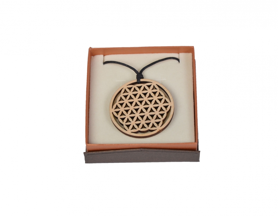 Zirben Kette Blume des Lebens Schmuck Holzdeko - Lasergravur - Holzgravur - Geschenk
