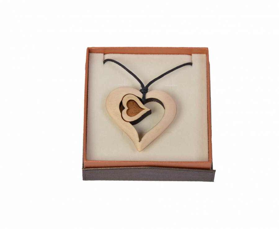 Zirben Kette Herz in Herz Schmuck Holzdeko - Lasergravur - Holzgravur - Geschenk