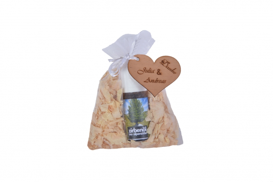 Gastgeschenk - Zirbenduft Hochzeit planen Holzdeko - Lasergravur - Holzgravur - Geschenk