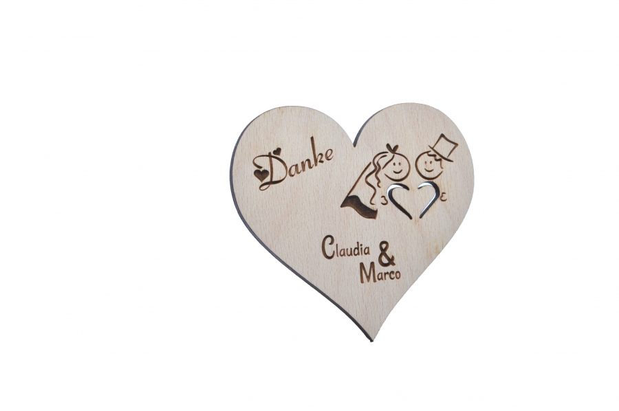 Gastgeschenk - Herz Hochzeit planen Holzdeko - Lasergravur - Holzgravur - Geschenk