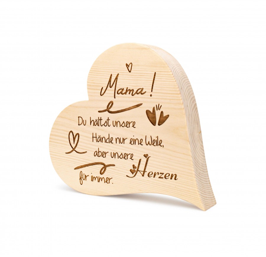 Zirbenherz Mama! 20cm Zirbenherzen Holzdeko - Lasergravur - Holzgravur - Geschenk