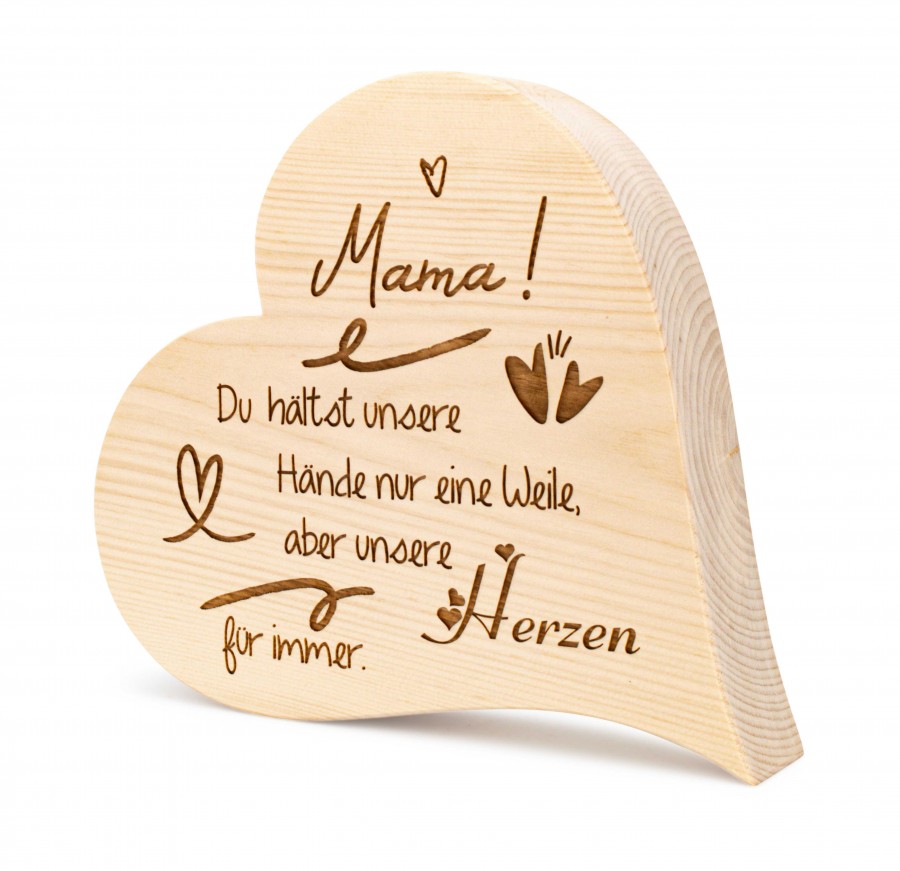 Zirbenherz Mama! 30cm Zirbenherzen Holzdeko - Lasergravur - Holzgravur - Geschenk