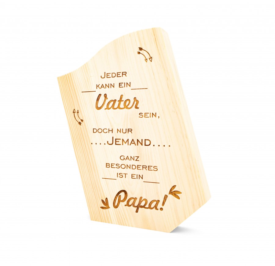 Zirbensäule jeder kann ein Vater sein 20cm Geschenkideen Holzdeko - Lasergravur - Holzgravur - Geschenk