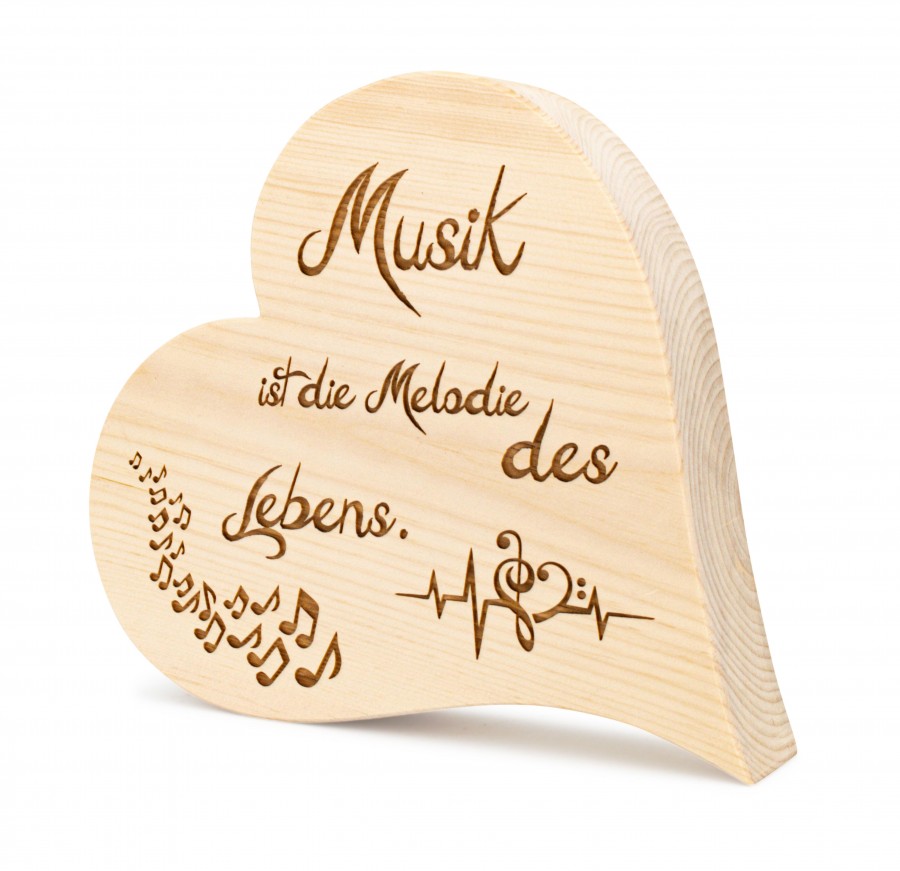 Zirbenherz Musik 30cm Zirbenherzen Holzdeko - Lasergravur - Holzgravur - Geschenk