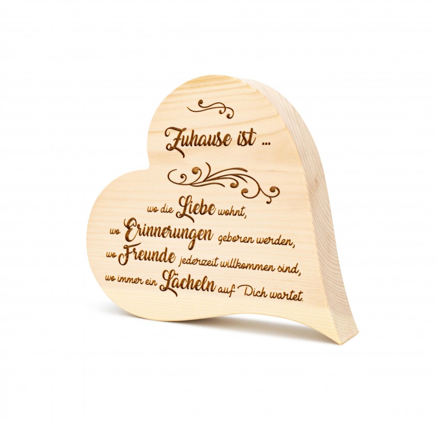 Zirbenherz Wo die Liebe wohnt 20cm Zirbenherzen Holzdeko - Lasergravur - Holzgravur - Geschenk