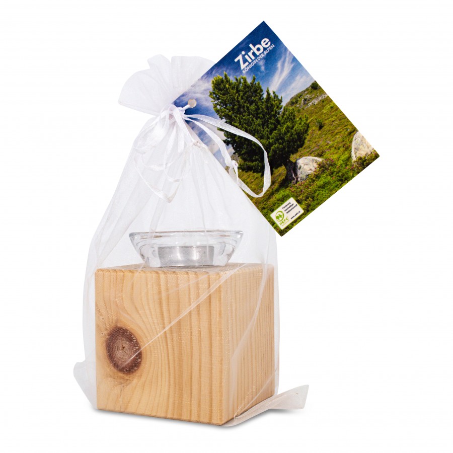 Teelichthalter aus Zirbenholz Naturbelassen Zirbendeko Holzdeko - Lasergravur - Holzgravur - Geschenk