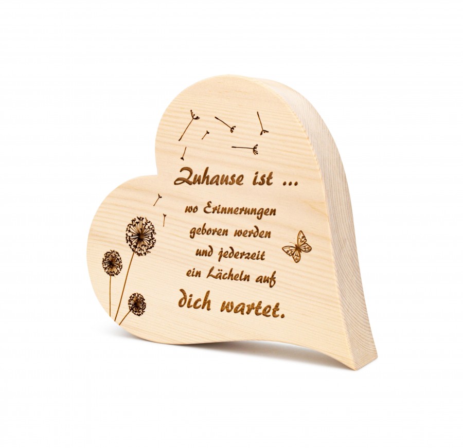 Zirbenherz Zuhause ist... 20cm Zirbenherzen Holzdeko - Lasergravur - Holzgravur - Geschenk