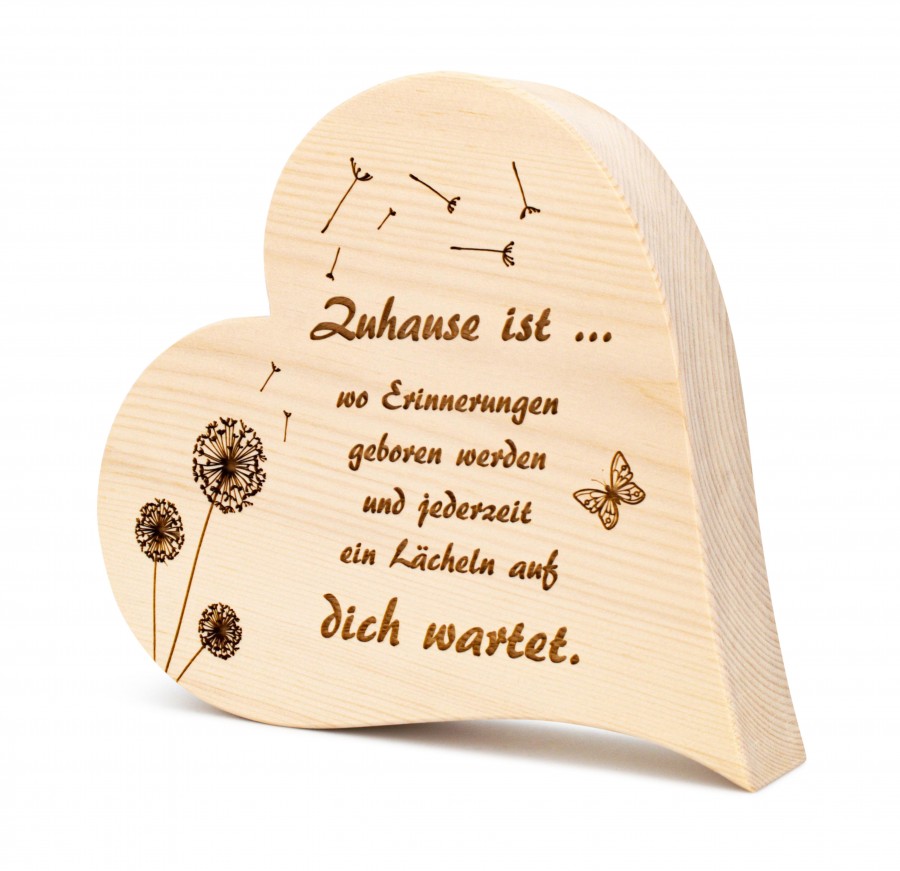 Zirbenherz Zuhause 30cm Zirbenherzen Holzdeko - Lasergravur - Holzgravur - Geschenk