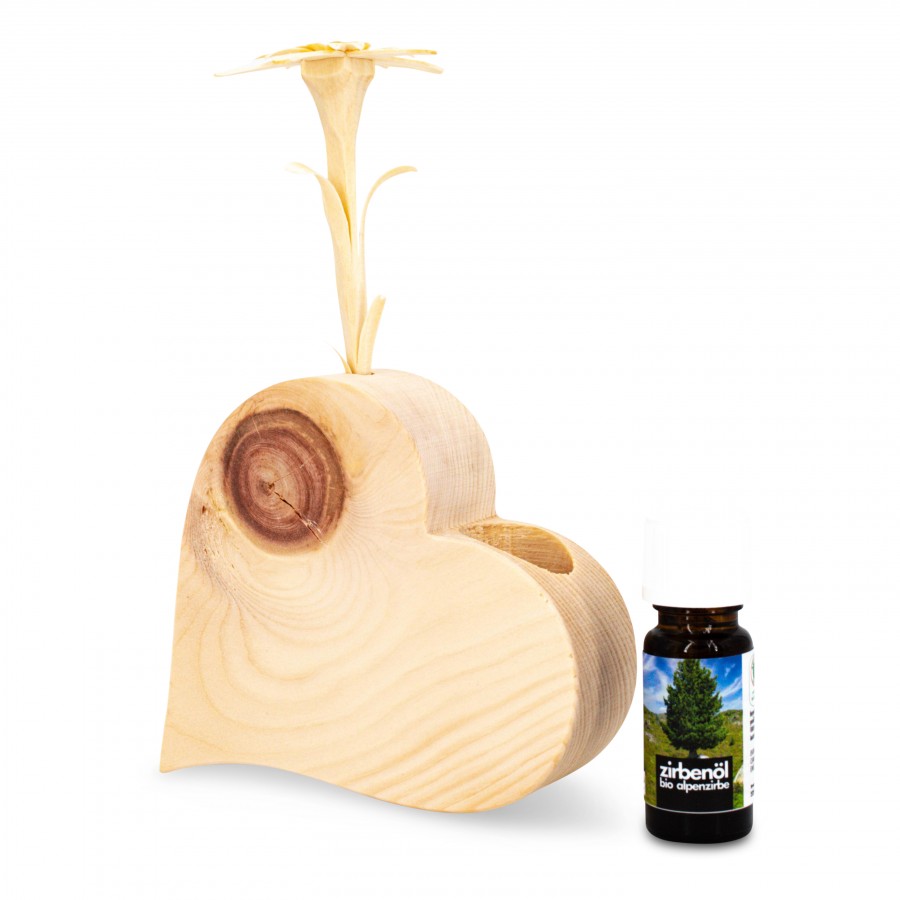 Duftset Herz Naturbelassen Zirbendüfte Holzdeko - Lasergravur - Holzgravur - Geschenk