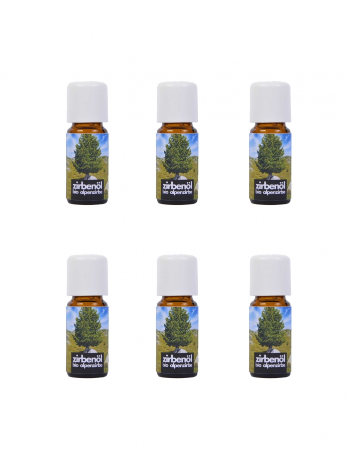 Bio Zirben Öl 6er Set 10ml Zirbendüfte Holzdeko - Lasergravur - Holzgravur - Geschenk