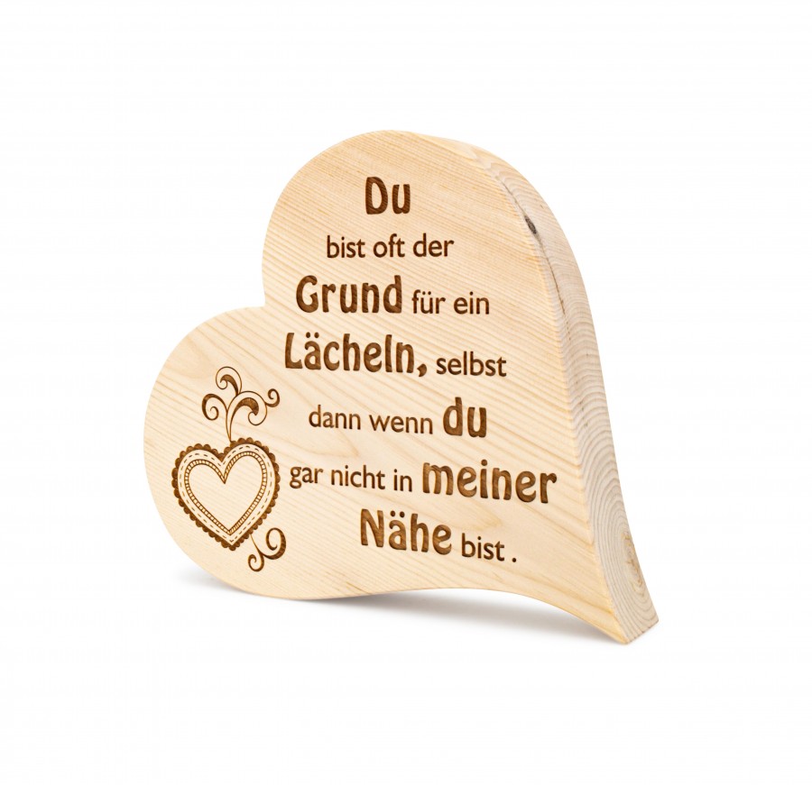 Zirbenherz Du bist oft der Grund 20cm Geschenkideen Holzdeko - Lasergravur - Holzgravur - Geschenk
