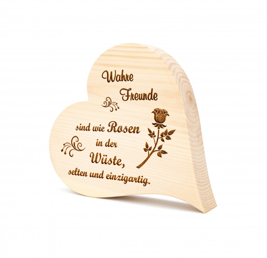 Zirbenherz Wahre Freunde 20cm Zirbenherzen Holzdeko - Lasergravur - Holzgravur - Geschenk