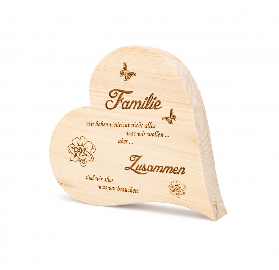 Zirbenherz Familie Zusammen 20cm Zirbenherzen Holzdeko - Lasergravur - Holzgravur - Geschenk