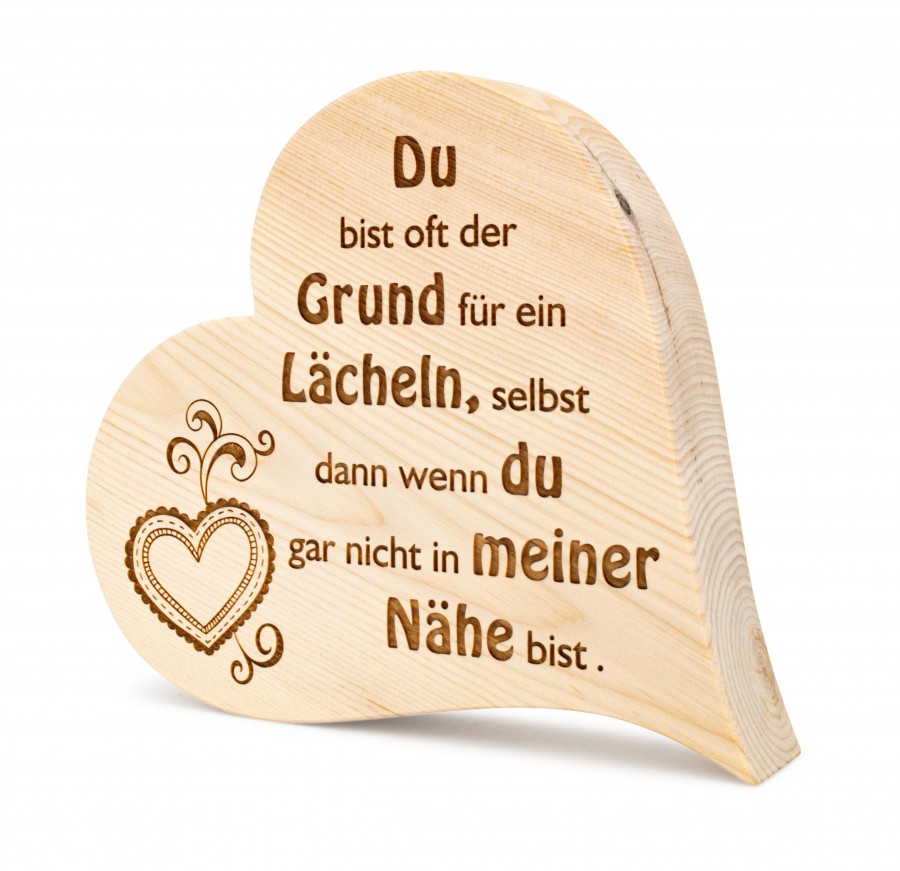 Zirbenherz Du bist oft der Grund 30cm Geschenkideen Holzdeko - Lasergravur - Holzgravur - Geschenk