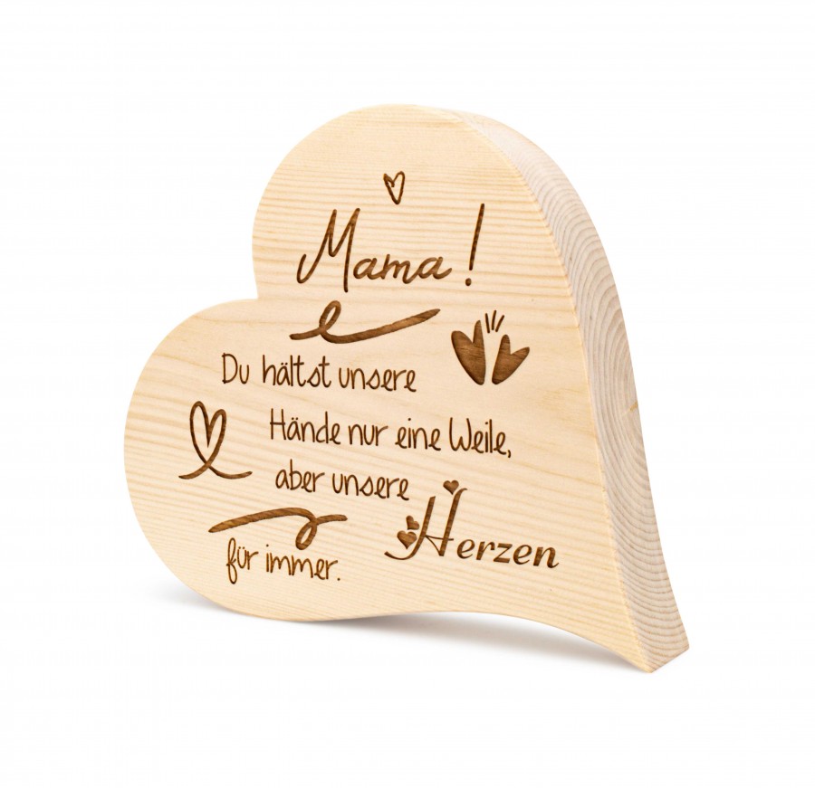 Zirbenherz Mama! 25cm Geschenkideen Holzdeko - Lasergravur - Holzgravur - Geschenk