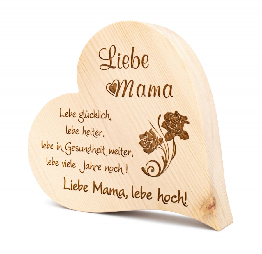 Zirbenherz Liebe Mama 30cm Zirbenherzen Holzdeko - Lasergravur - Holzgravur - Geschenk