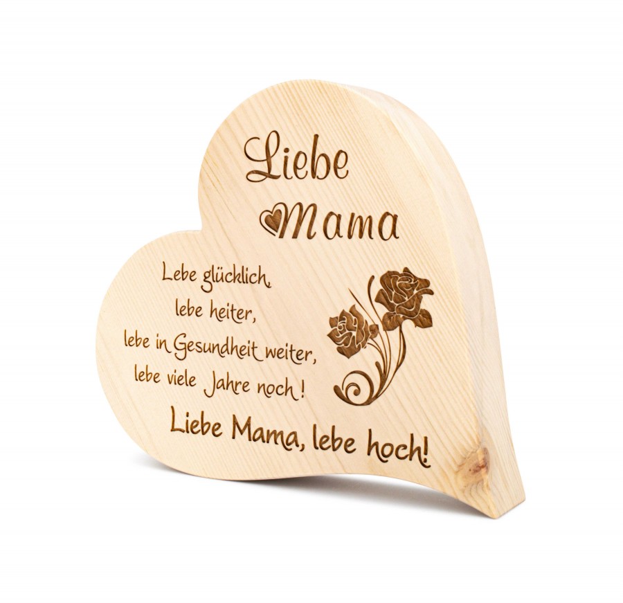 Zirbenherz Liebe Mama 25cm Zirbenherzen Holzdeko - Lasergravur - Holzgravur - Geschenk