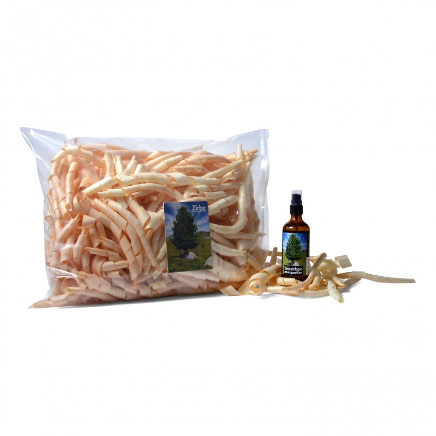 Handgehobelte Zirbenlocken 150g inkl. 100ml Zirben Raumparfum Zirbendüfte Holzdeko - Lasergravur - Holzgravur - Geschenk
