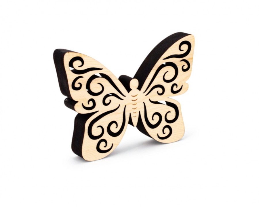 Kleiner Schmetterling Ornament 1 Zirbendeko Holzdeko - Lasergravur - Holzgravur - Geschenk