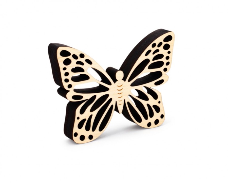 Kleiner Schmetterling Ornament 2 Zirbendeko Holzdeko - Lasergravur - Holzgravur - Geschenk