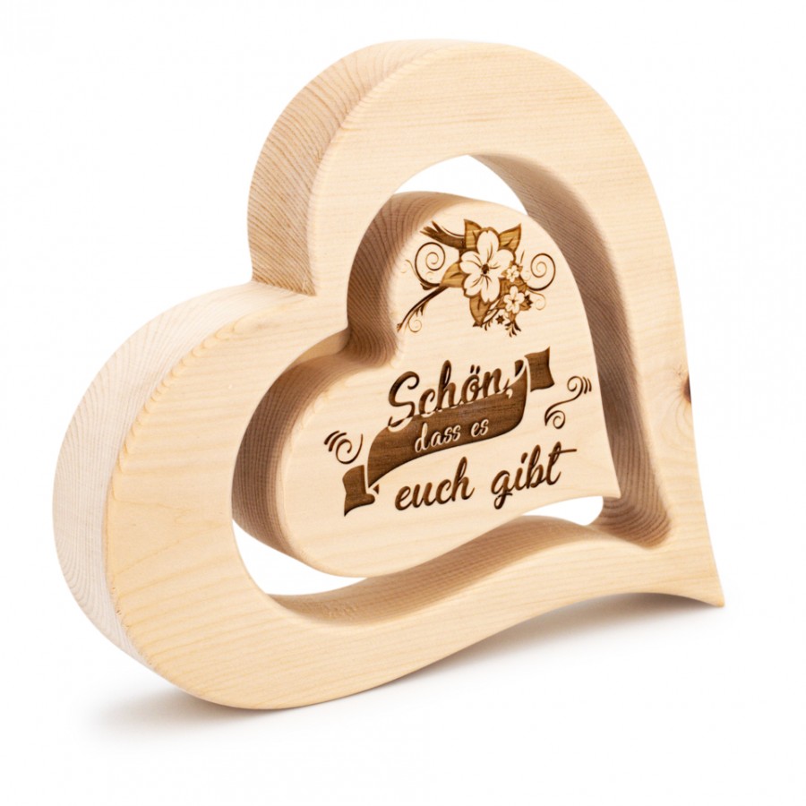 Zirbenherz 20cm Schön, dass es euch/dich gibt Zirbenherzen Holzdeko - Lasergravur - Holzgravur - Geschenk