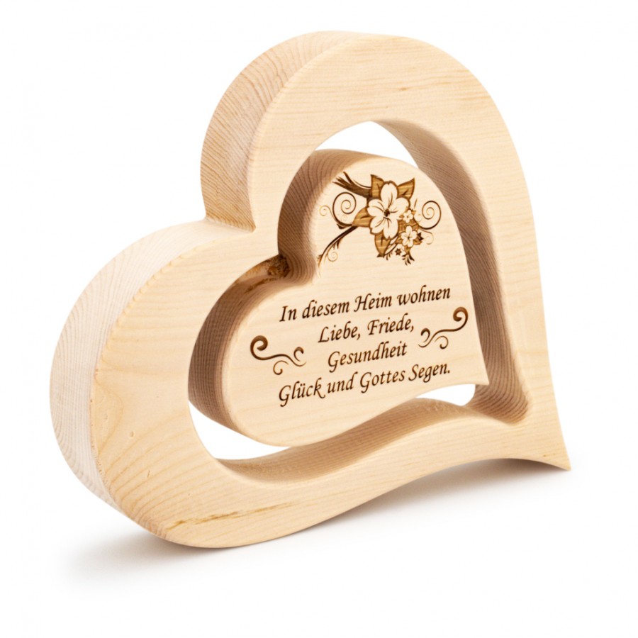 Zirbenherz 20cm In diesem Heim Zirbenherzen Holzdeko - Lasergravur - Holzgravur - Geschenk