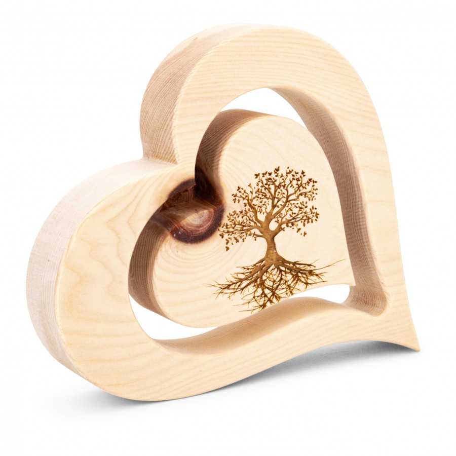 Zirbenherz 20cm Baum des Lebens Zirbenherzen Holzdeko - Lasergravur - Holzgravur - Geschenk