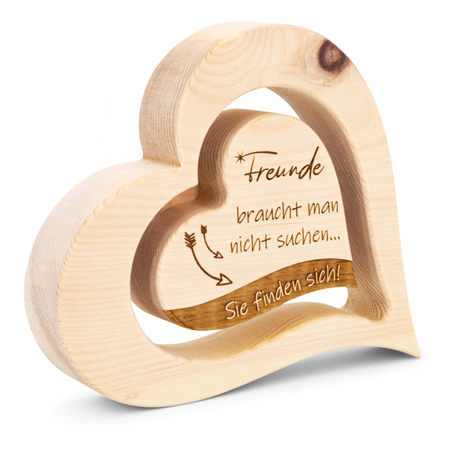 Zirbenherz 20cm Freunde braucht man nicht suchen Zirbenherzen Holzdeko - Lasergravur - Holzgravur - Geschenk