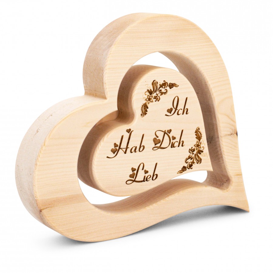 Zirbenherz 20cm Ich hab dich lieb Zirbenherzen Holzdeko - Lasergravur - Holzgravur - Geschenk