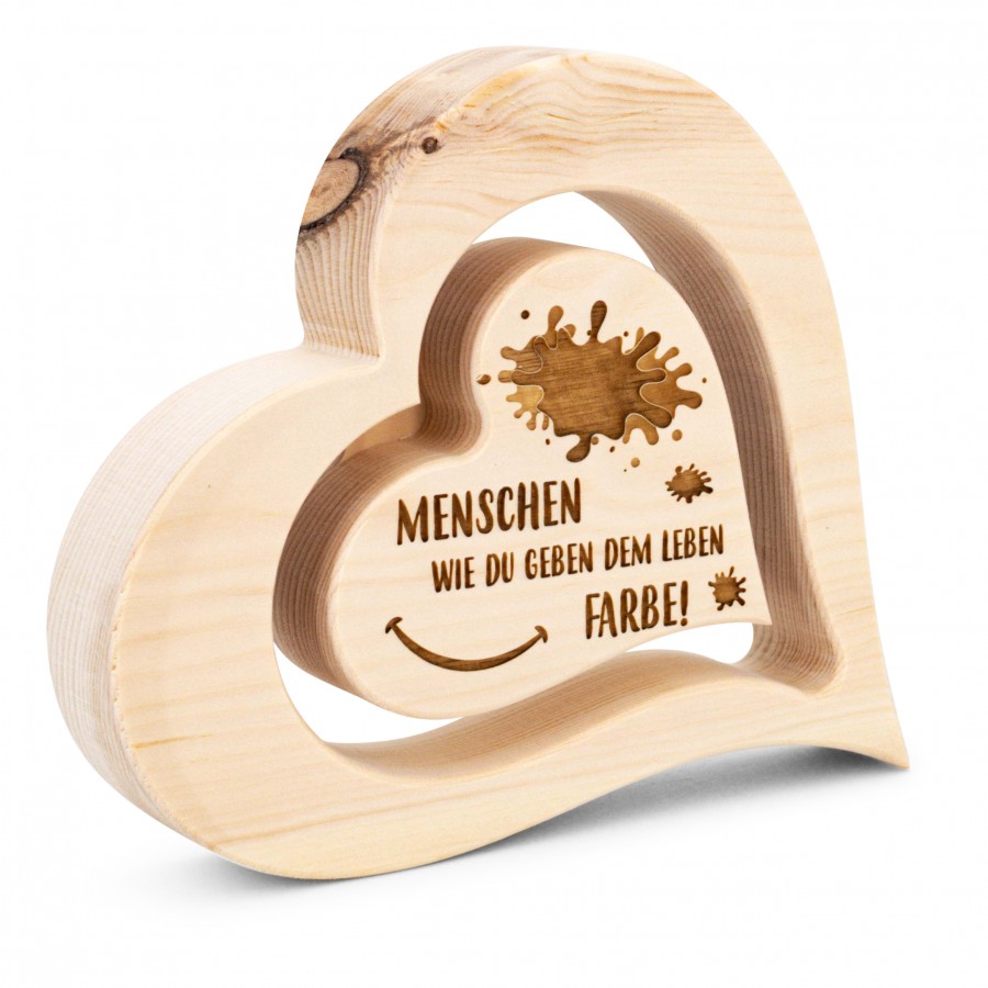 Zirbenherz 20cm Menschen wie du Zirbenherzen Holzdeko - Lasergravur - Holzgravur - Geschenk