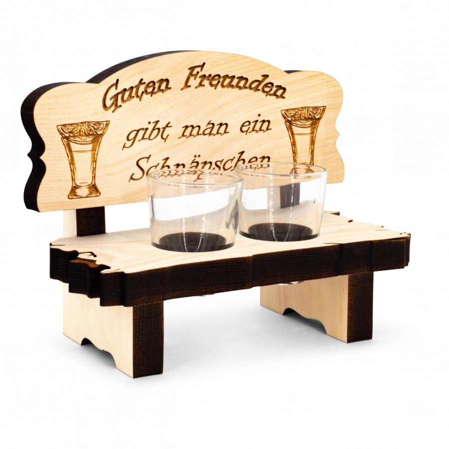 2er Zirben Schnapsbank Guten Freunden Zirbendeko Holzdeko - Lasergravur - Holzgravur - Geschenk