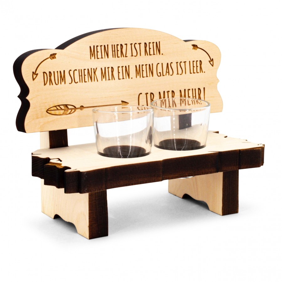 2er Zirben Schnapsbank Mein Herz ist rein Zirbendeko Holzdeko - Lasergravur - Holzgravur - Geschenk