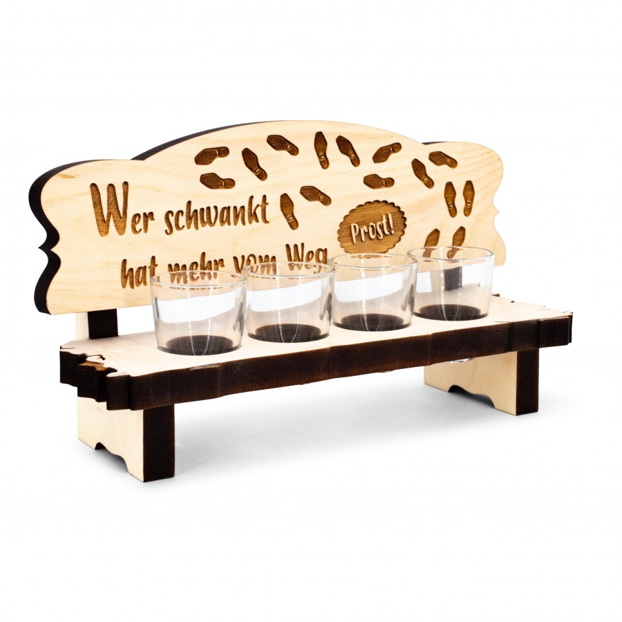 4er Zirben Schnapsbank Wer schwankt Zirbendeko Holzdeko - Lasergravur - Holzgravur - Geschenk