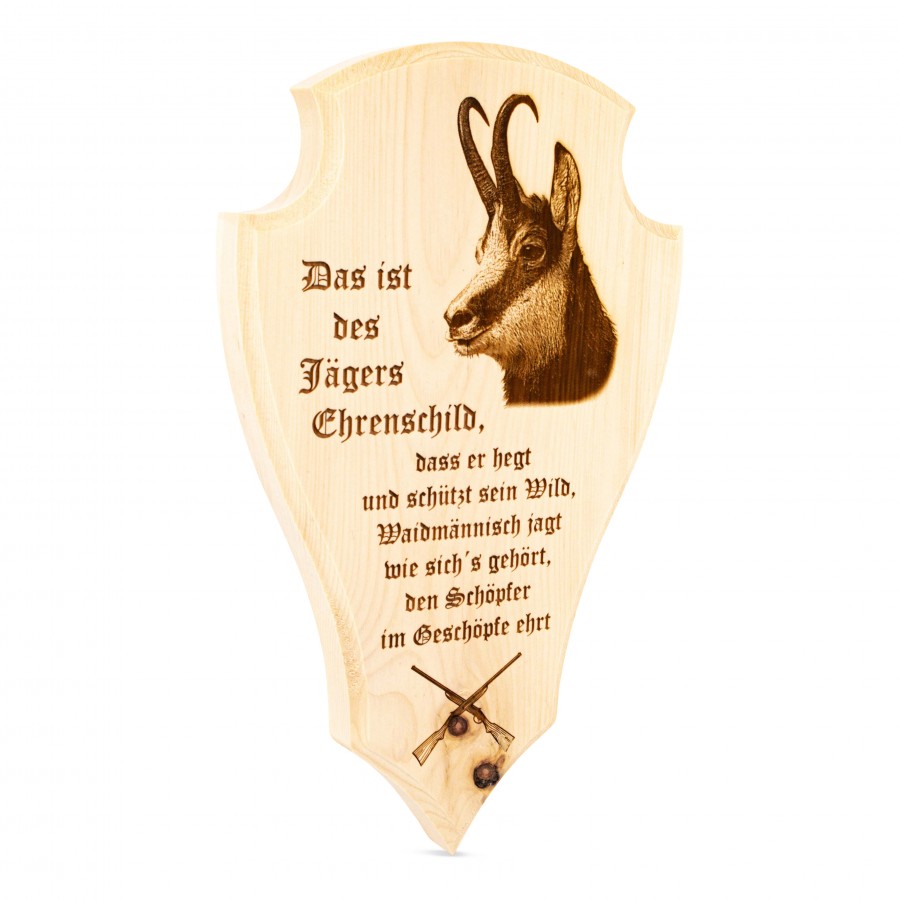 Jäger Wandbild aus Zirbe Des Jägers Ehrenschild Wohnen Holzdeko - Lasergravur - Holzgravur - Geschenk