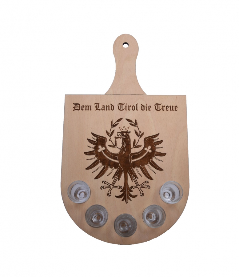 Schnapstablett Tiroler Adler Zirbendeko Holzdeko - Lasergravur - Holzgravur - Geschenk