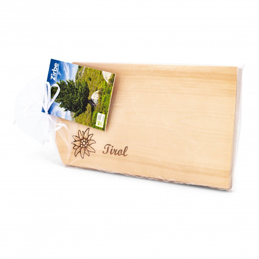 Zirbenjausenbrett Edelweiss Wohnen Holzdeko - Lasergravur - Holzgravur - Geschenk