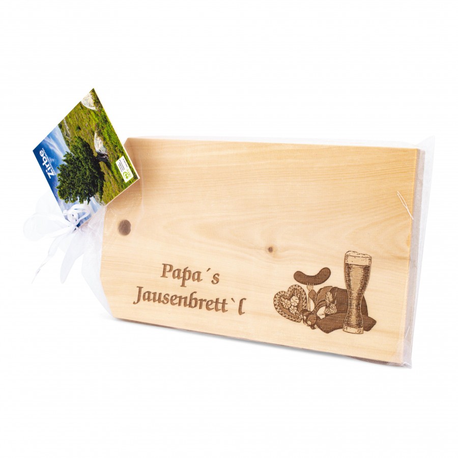 Zirbenjausenbrett Papa´s Jausenbrett´l Geschenkideen Holzdeko - Lasergravur - Holzgravur - Geschenk