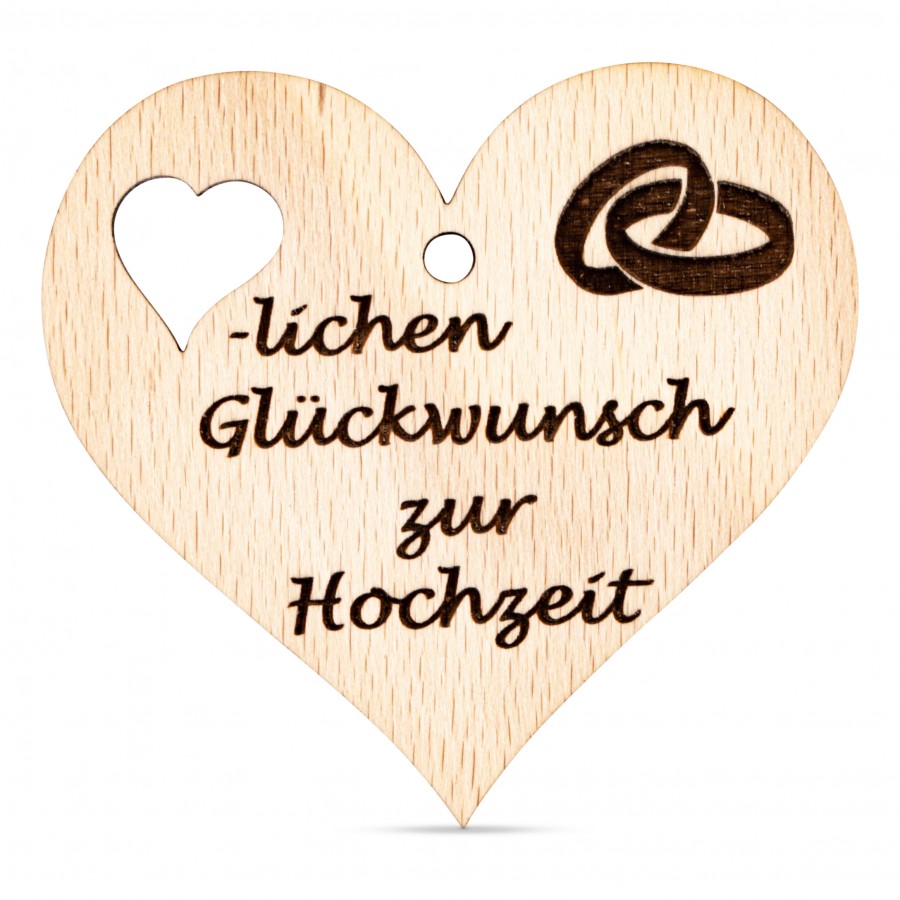 Glückwunsch zur Hochzeit Holzanhänger Holzdeko - Lasergravur - Holzgravur - Geschenk