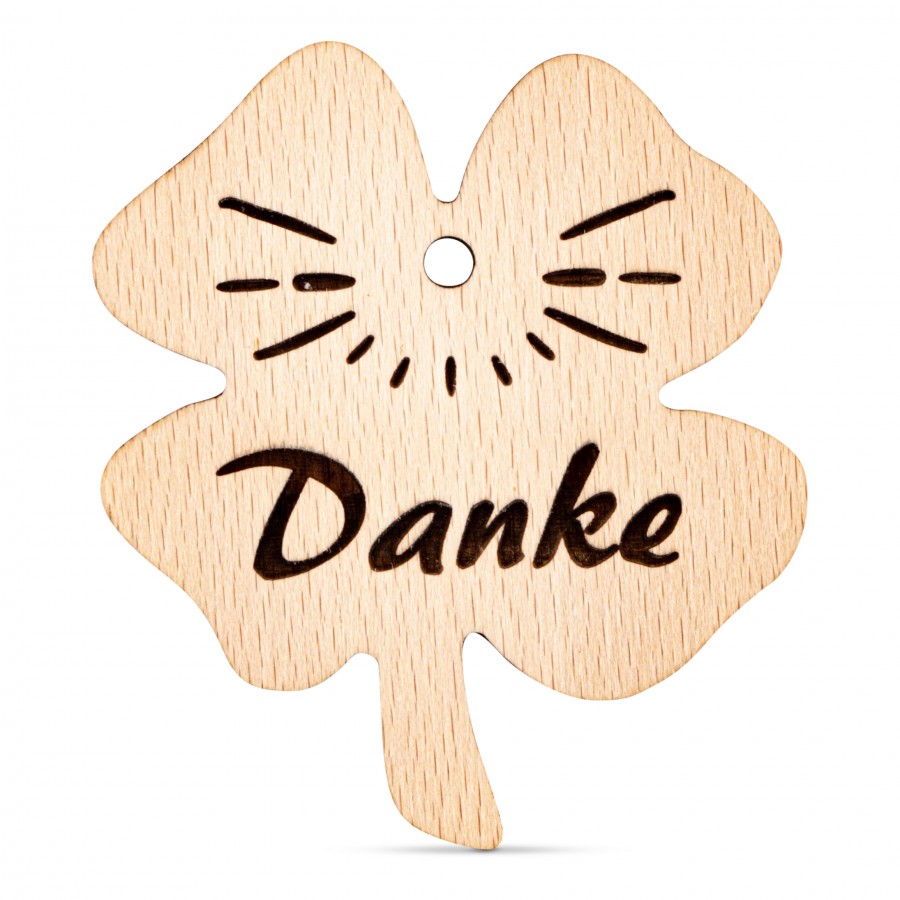 Kleeblatt Danke Holzanhänger Holzdeko - Lasergravur - Holzgravur - Geschenk