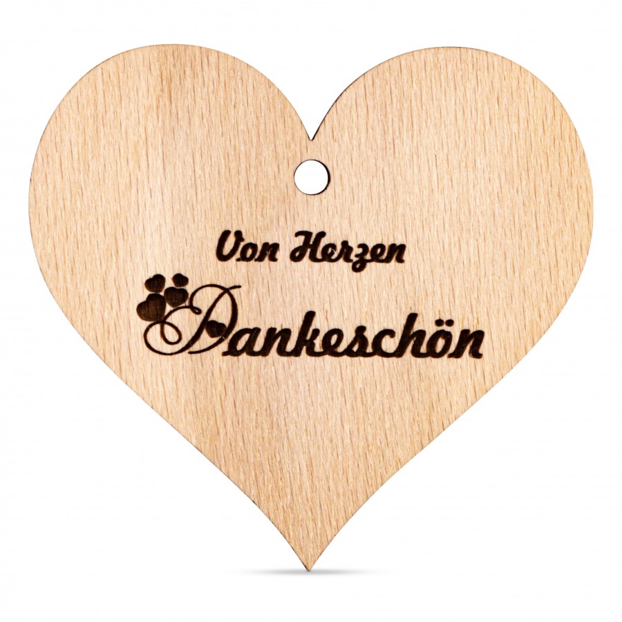 Von Herzen Dankeschön Holzanhänger Holzdeko - Lasergravur - Holzgravur - Geschenk