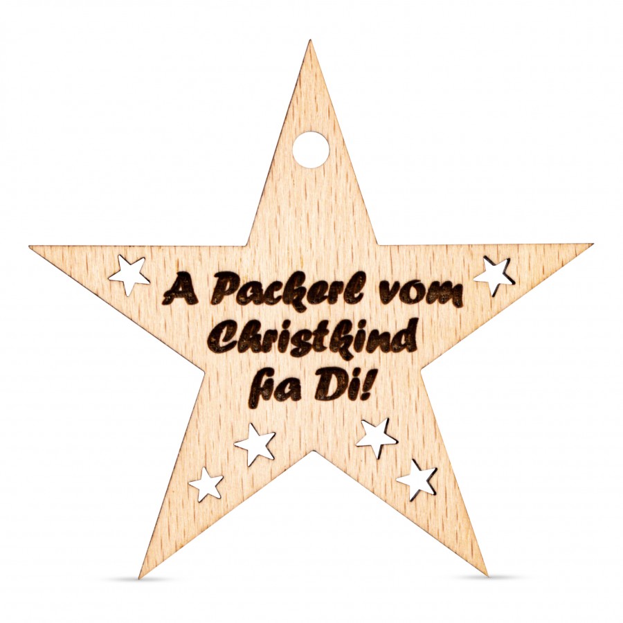 Stern A Packerl Holzanhänger Holzdeko - Lasergravur - Holzgravur - Geschenk