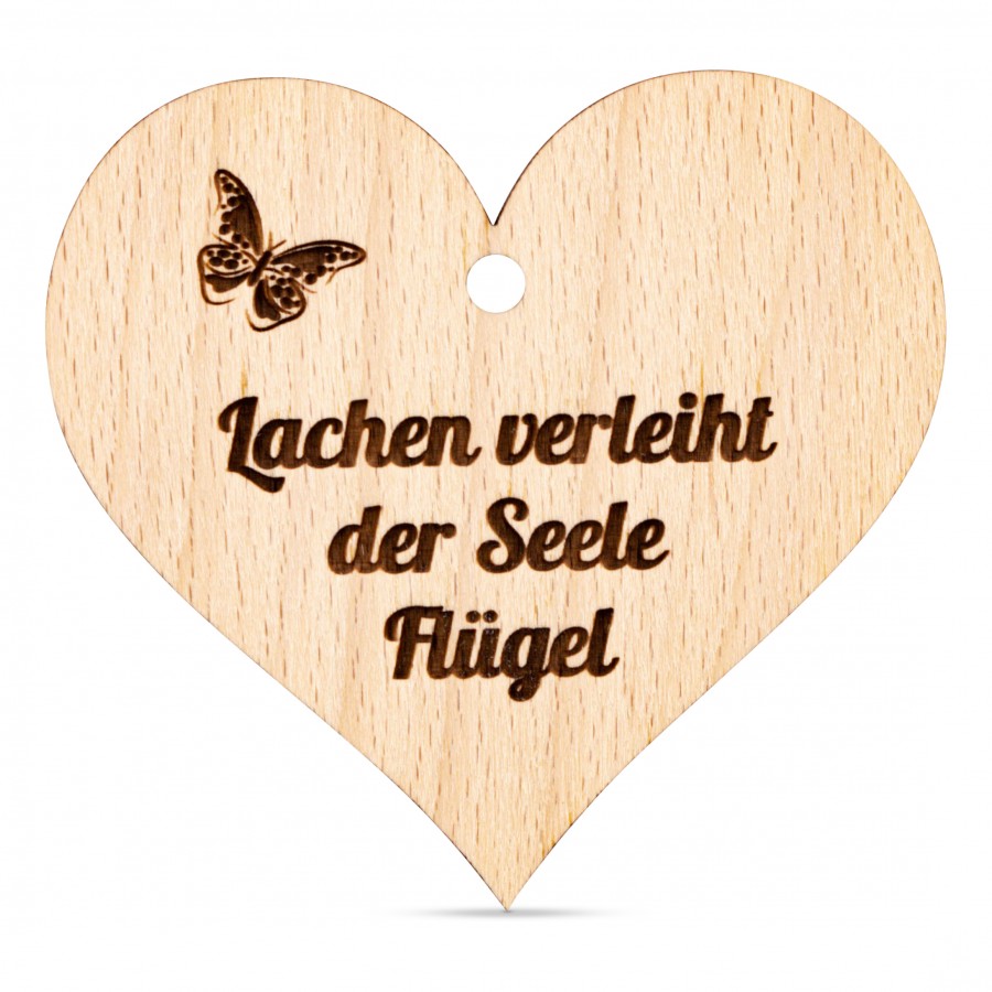 Lachen verleiht Flügel Holzanhänger Holzdeko - Lasergravur - Holzgravur - Geschenk