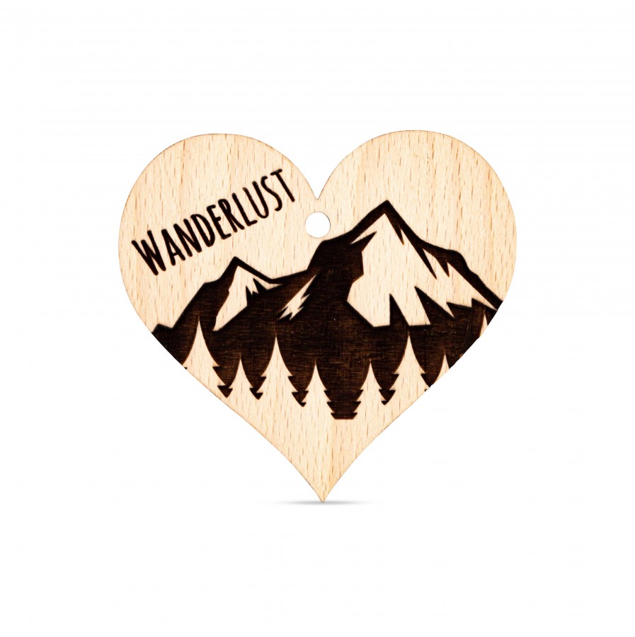 Anhänger Wanderlust Zirbendeko Holzdeko - Lasergravur - Holzgravur - Geschenk