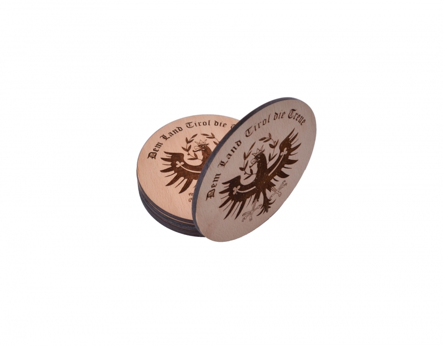 Tiroler Adler Untersetzer 6er Set Zirbendeko Holzdeko - Lasergravur - Holzgravur - Geschenk